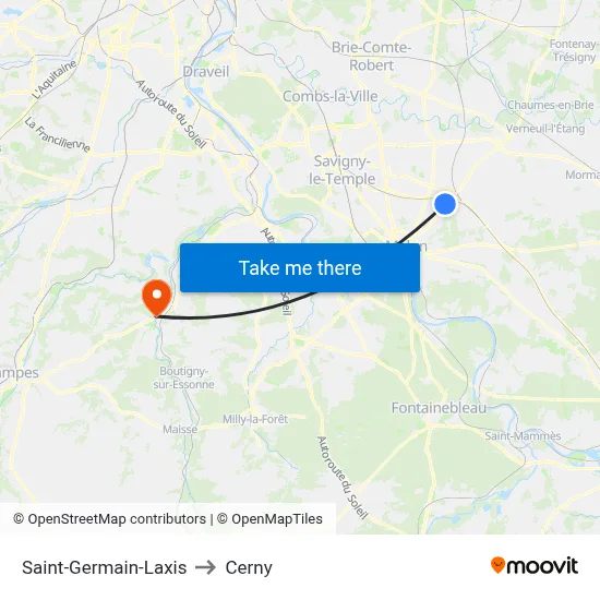 Saint-Germain-Laxis to Cerny map