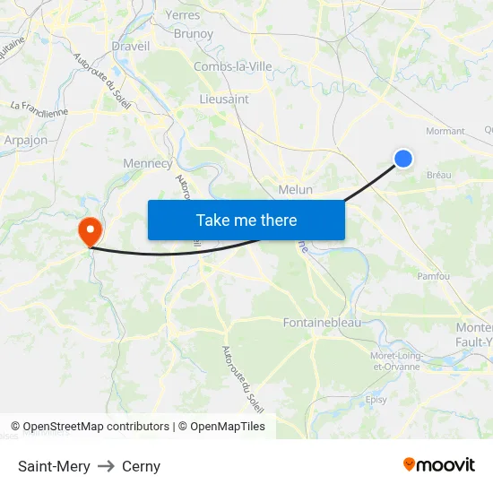Saint-Mery to Cerny map