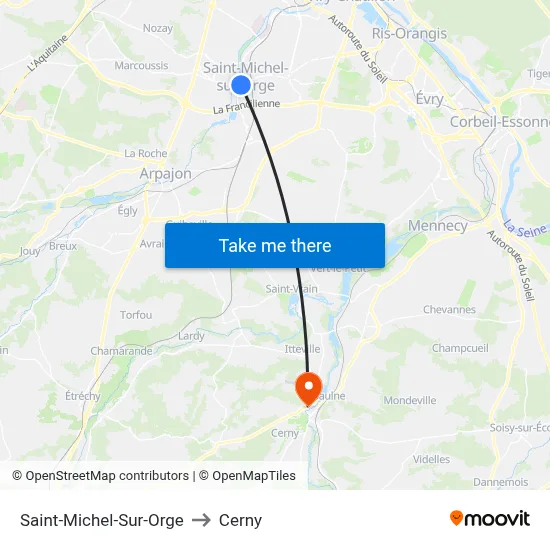 Saint-Michel-Sur-Orge to Cerny map