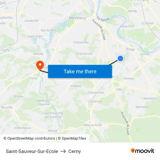Saint-Sauveur-Sur-Ecole to Cerny map
