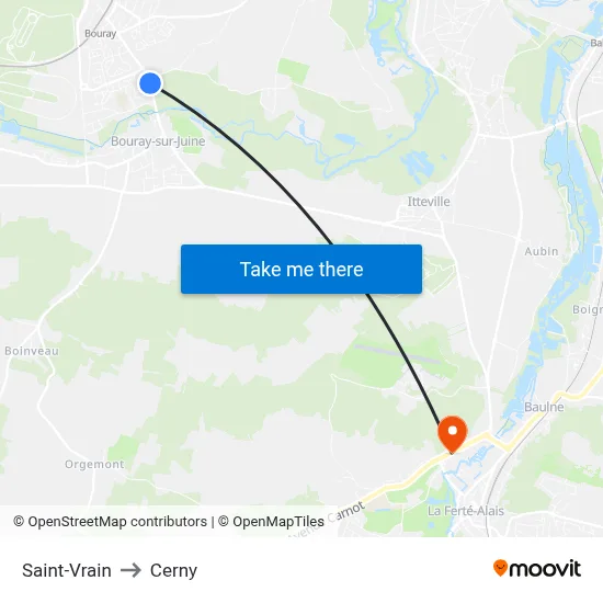 Saint-Vrain to Cerny map