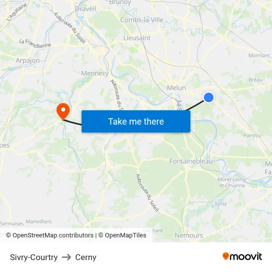 Sivry-Courtry to Cerny map
