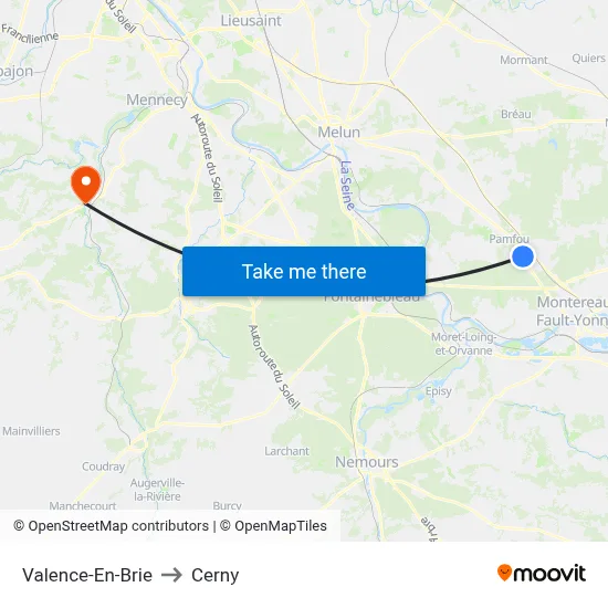 Valence-En-Brie to Cerny map