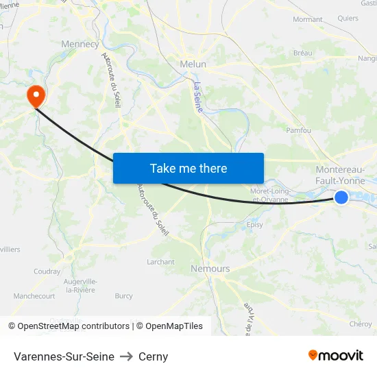 Varennes-Sur-Seine to Cerny map