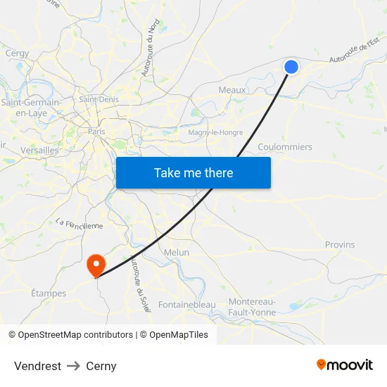 Vendrest to Cerny map