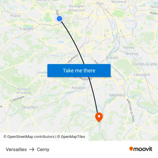 Versailles to Cerny map