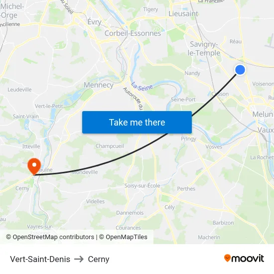 Vert-Saint-Denis to Cerny map