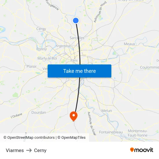 Viarmes to Cerny map