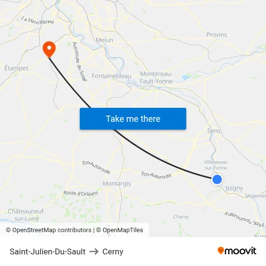Saint-Julien-Du-Sault to Cerny map