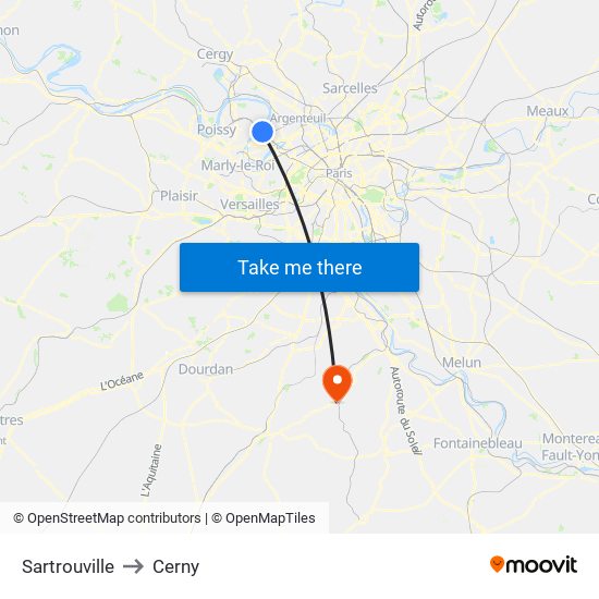 Sartrouville to Cerny map