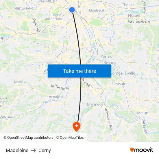 Madeleine to Cerny map