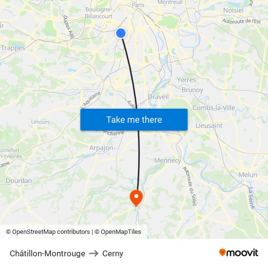 Châtillon-Montrouge to Cerny map