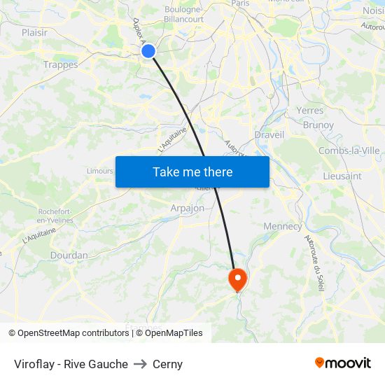Viroflay - Rive Gauche to Cerny map
