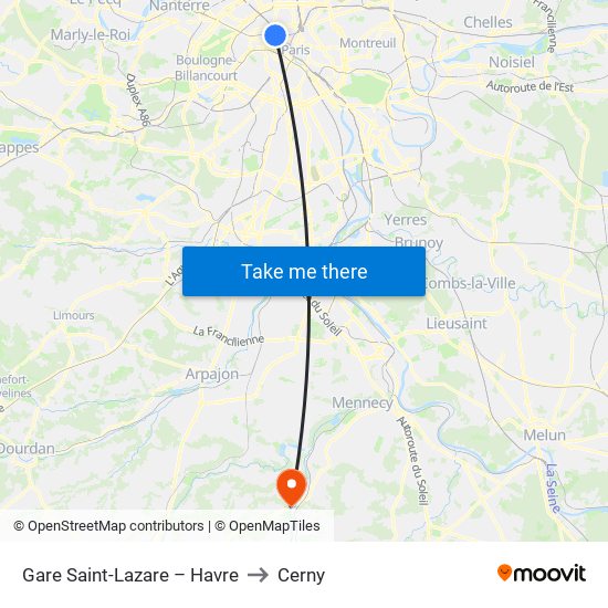 Gare Saint-Lazare – Havre to Cerny map