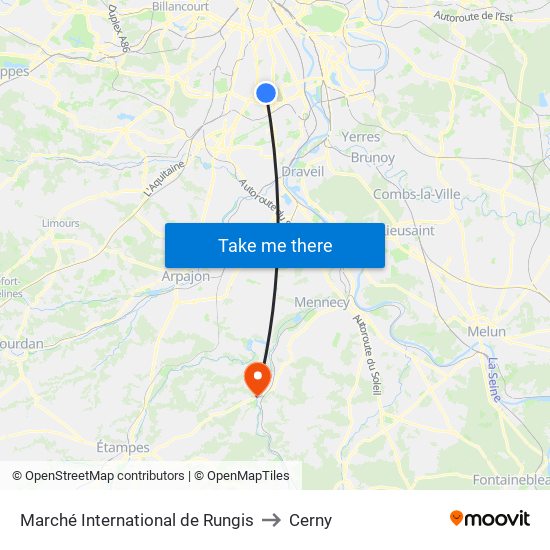 Marché International de Rungis to Cerny map