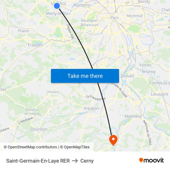 Saint-Germain-En-Laye RER to Cerny map