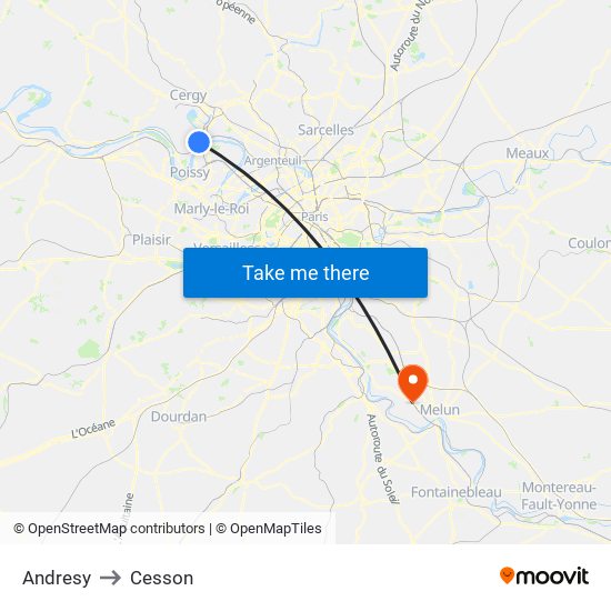 Andresy to Cesson map