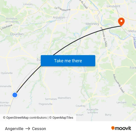 Angerville to Cesson map