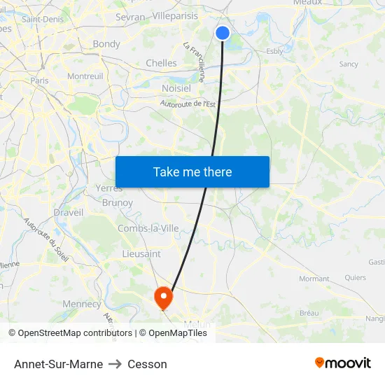 Annet-Sur-Marne to Cesson map