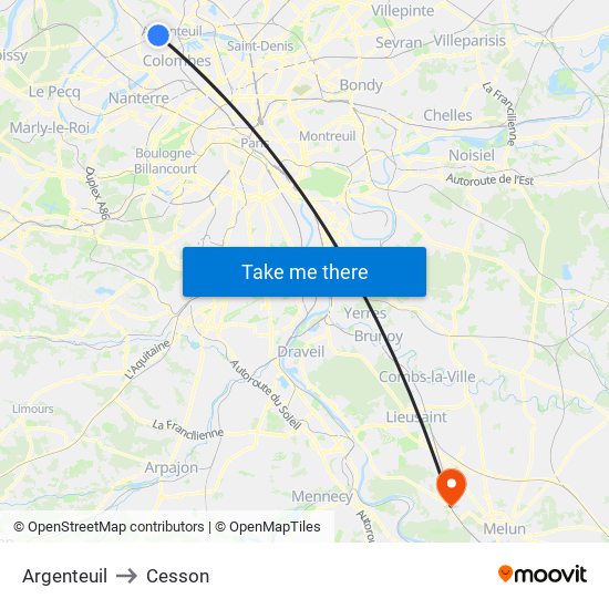 Argenteuil to Cesson map