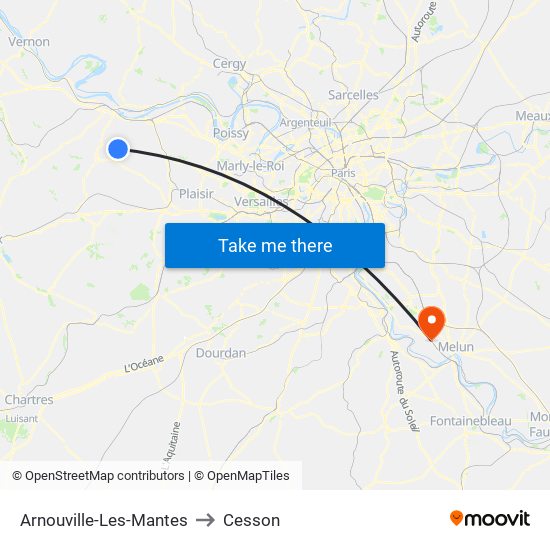 Arnouville-Les-Mantes to Cesson map