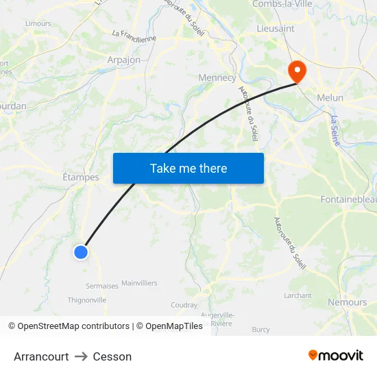 Arrancourt to Cesson map