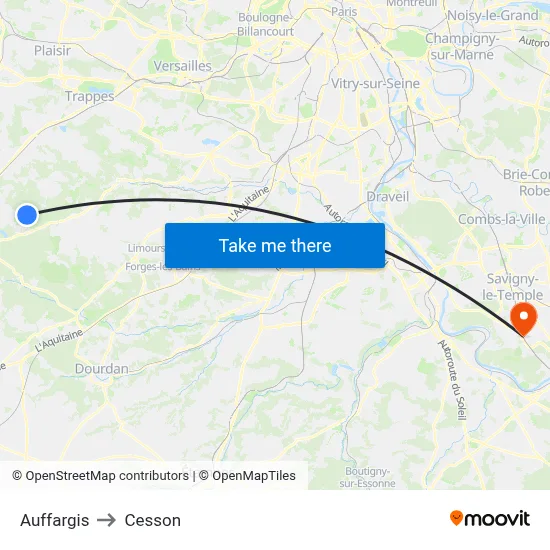 Auffargis to Cesson map