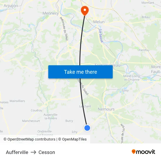 Aufferville to Cesson map