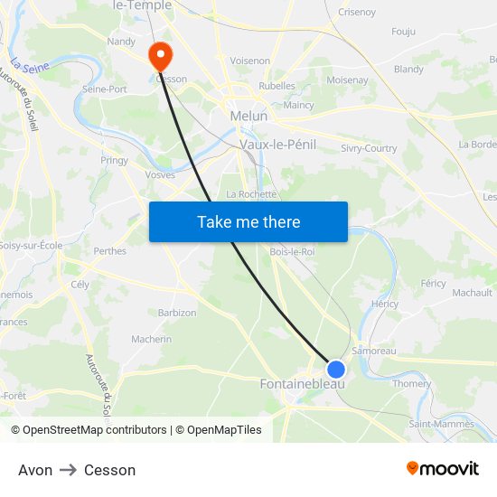 Avon to Cesson map
