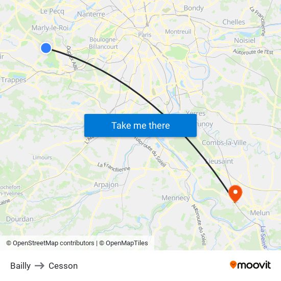 Bailly to Cesson map