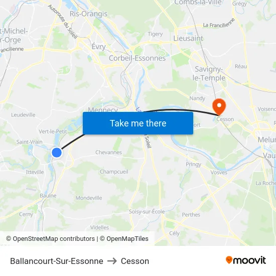 Ballancourt-Sur-Essonne to Cesson map