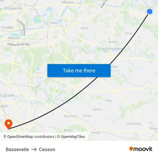 Bassevelle to Cesson map