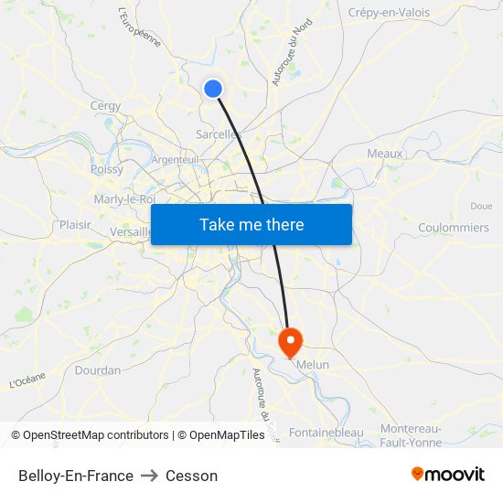 Belloy-En-France to Cesson map