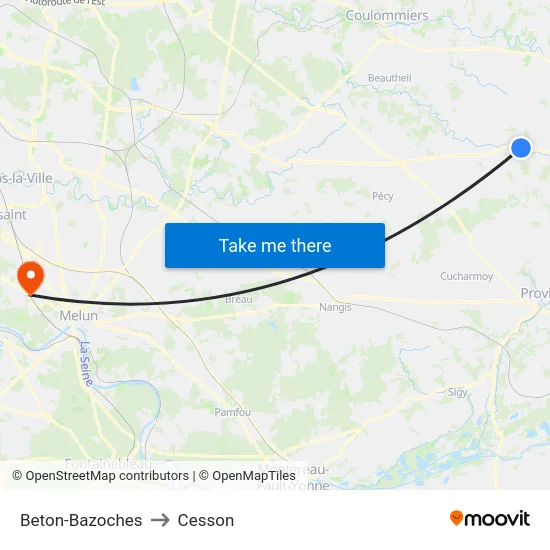 Beton-Bazoches to Cesson map