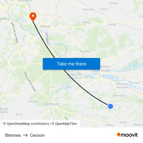 Blennes to Cesson map