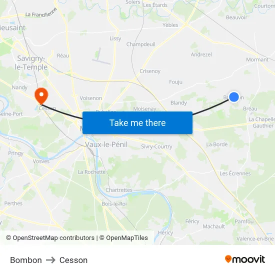 Bombon to Cesson map