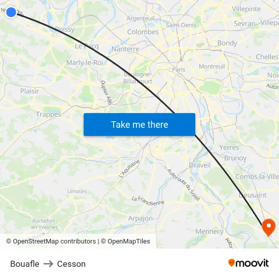 Bouafle to Cesson map