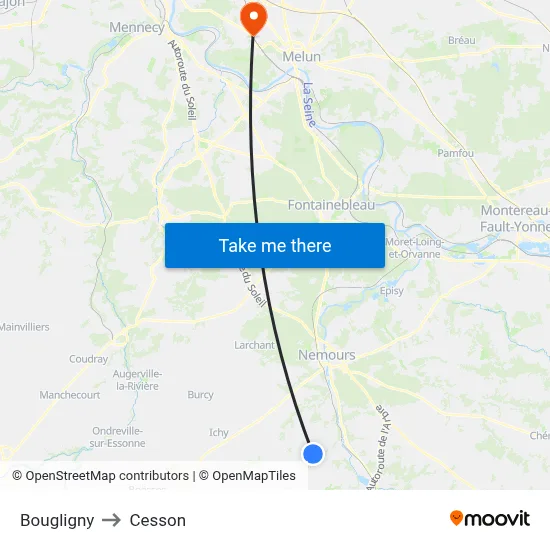 Bougligny to Cesson map