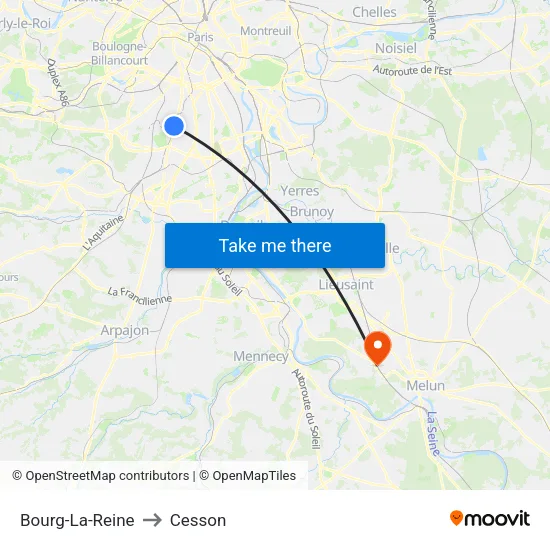 Bourg-La-Reine to Cesson map