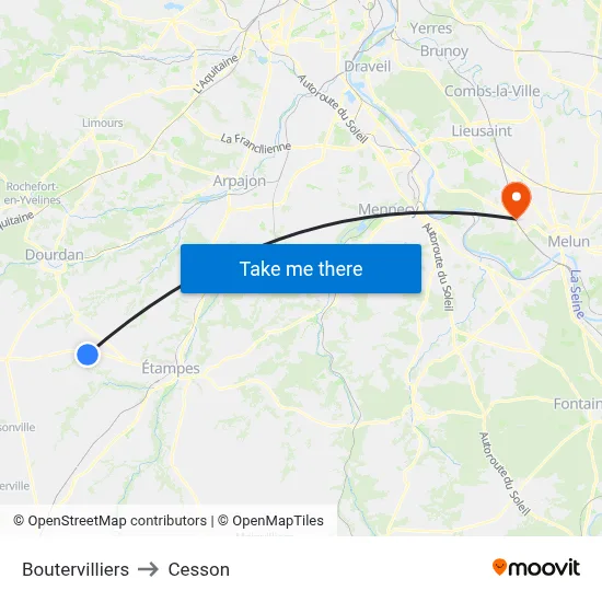 Boutervilliers to Cesson map