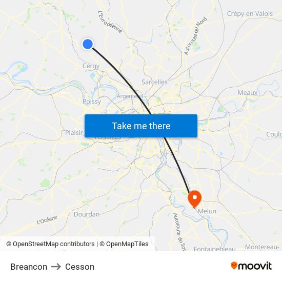Breancon to Cesson map