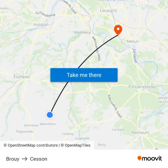 Brouy to Cesson map