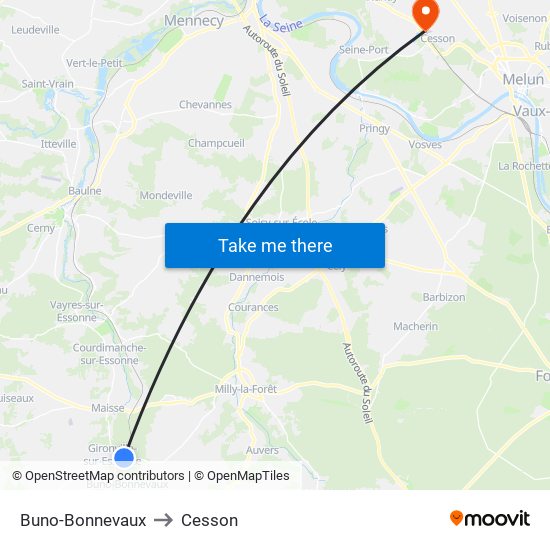 Buno-Bonnevaux to Cesson map