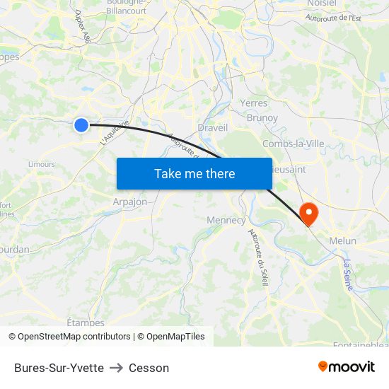 Bures-Sur-Yvette to Cesson map