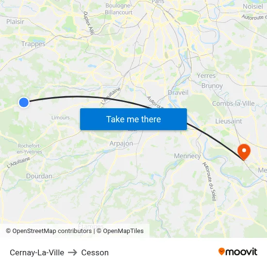 Cernay-La-Ville to Cesson map
