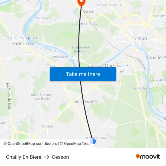 Chailly-En-Biere to Cesson map