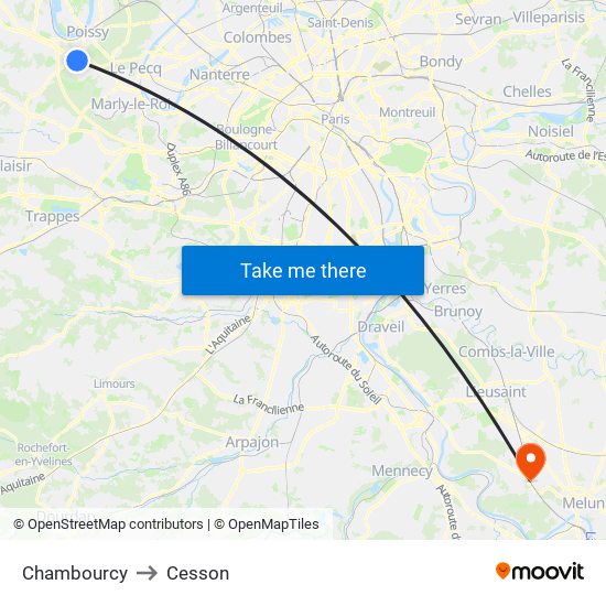 Chambourcy to Cesson map