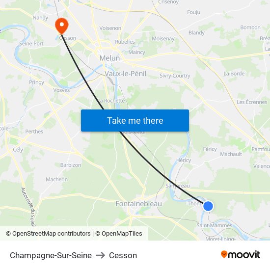 Champagne-Sur-Seine to Cesson map