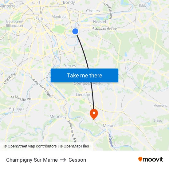 Champigny-Sur-Marne to Cesson map