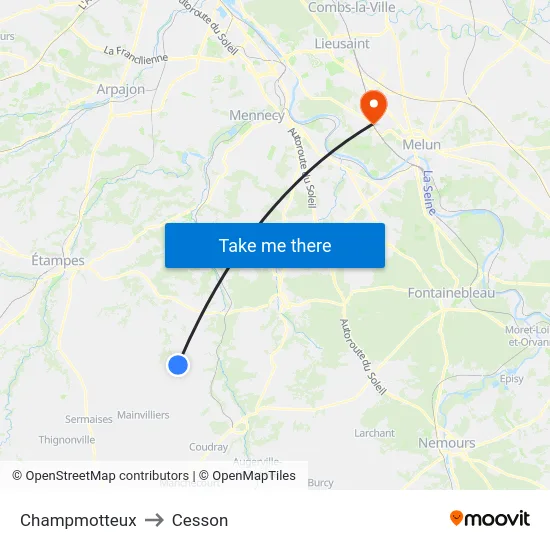Champmotteux to Cesson map